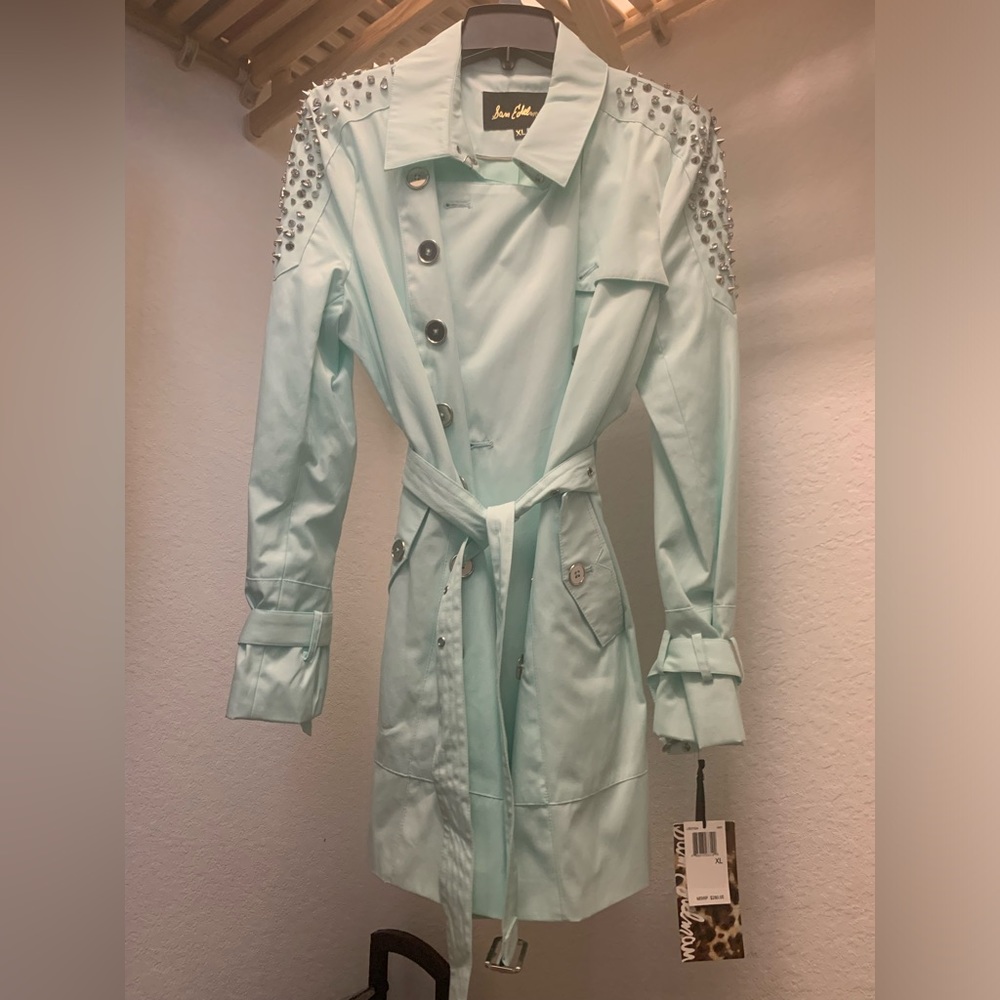 Sam Edelman Mint Green Trench Coat. Perfect for Spring! Size XL - Picture 2 of 9